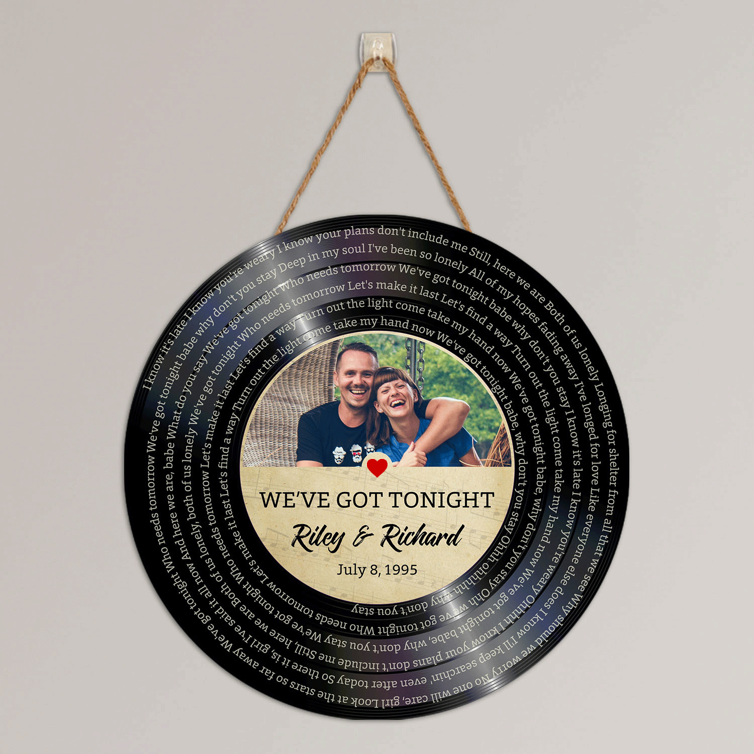 Custom Round Sign, Customizable Song Lyrics, Photo And Text, Vinyl Record, Gift For Couple