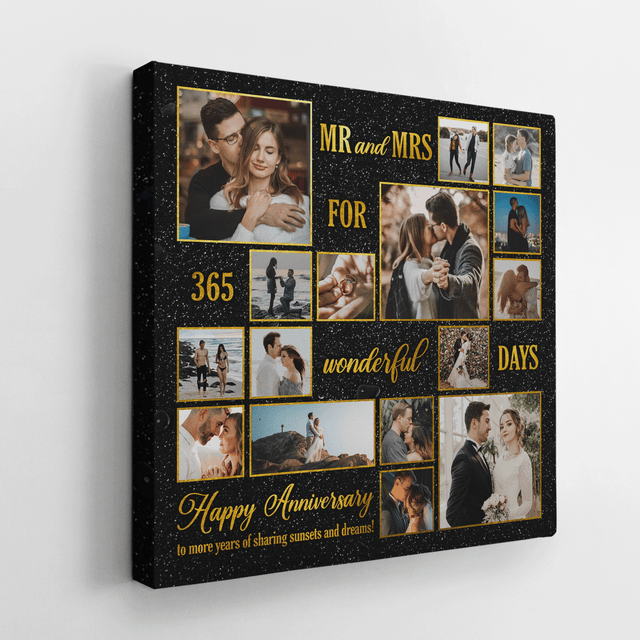 Custom Photo Name Date, Mr & Mrs, Canvas Wall Art