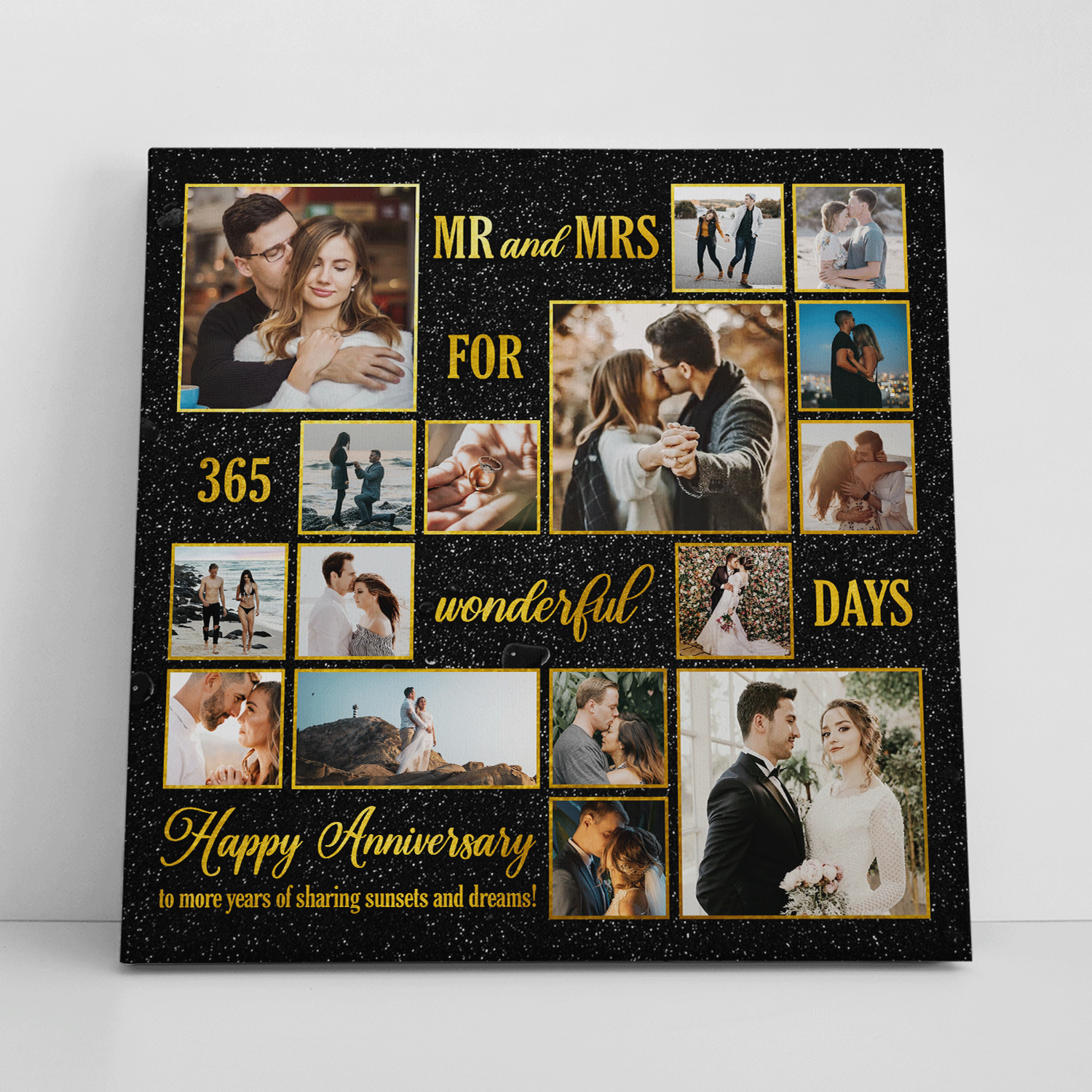 Custom Photo Name Date, Mr & Mrs, Canvas Wall Art