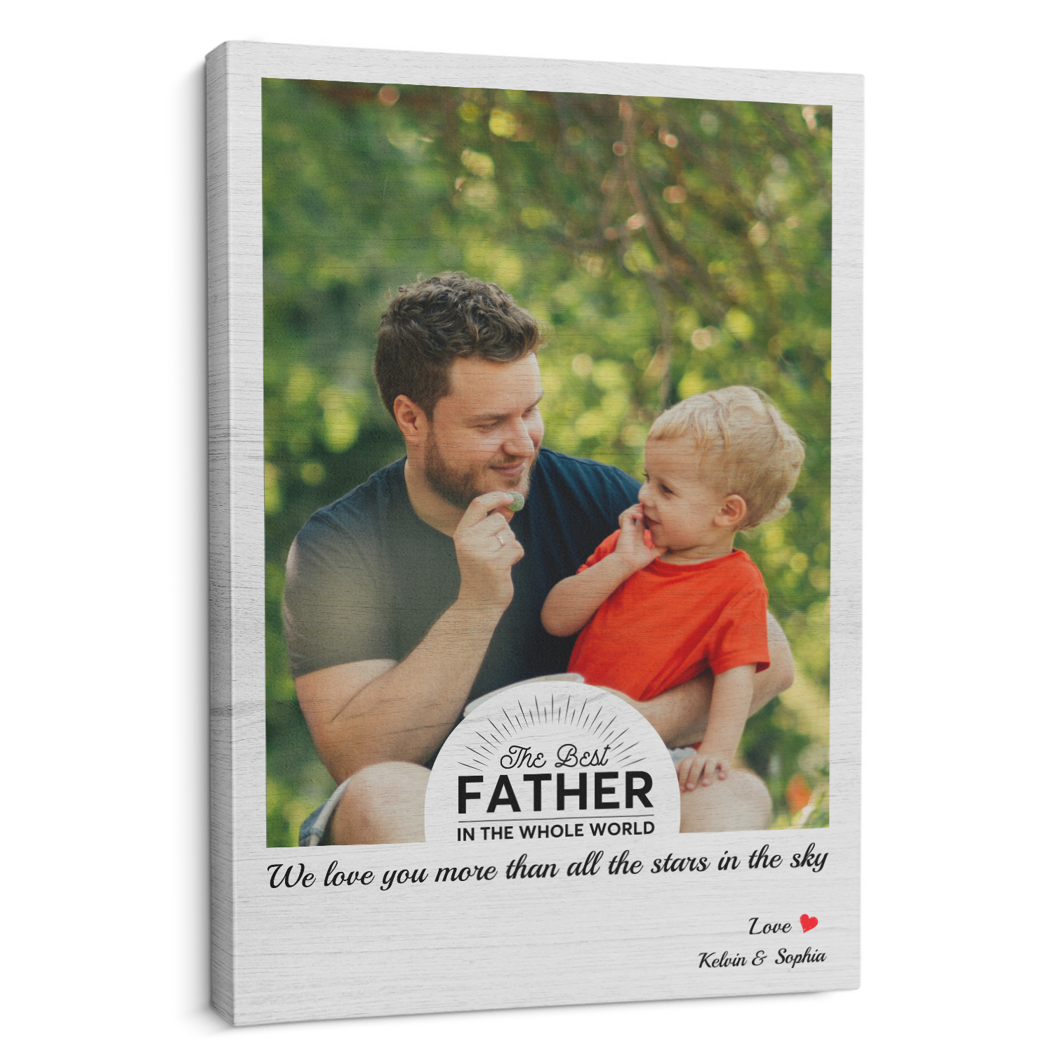 Custom Photo Canvas With Quote Grey Background - Father Day Gift
