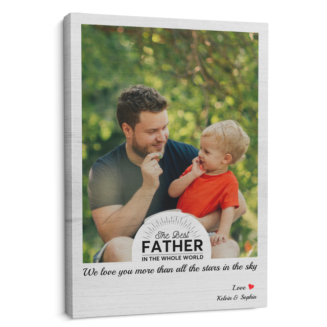 Custom Photo Canvas With Quote Grey Background - Father Day Gift