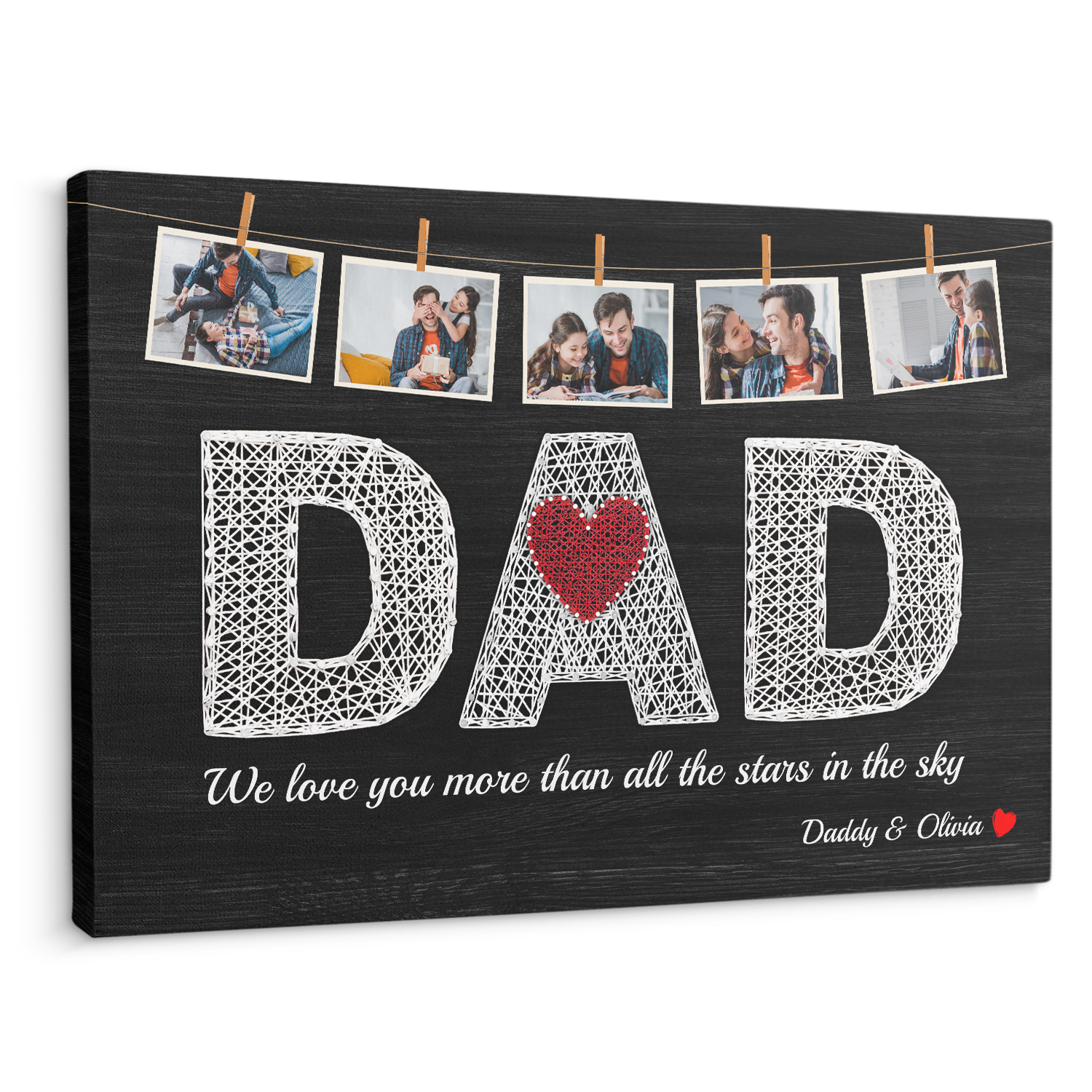 Dad, Custom Photo, 5 Pictures Canvas Wall Art