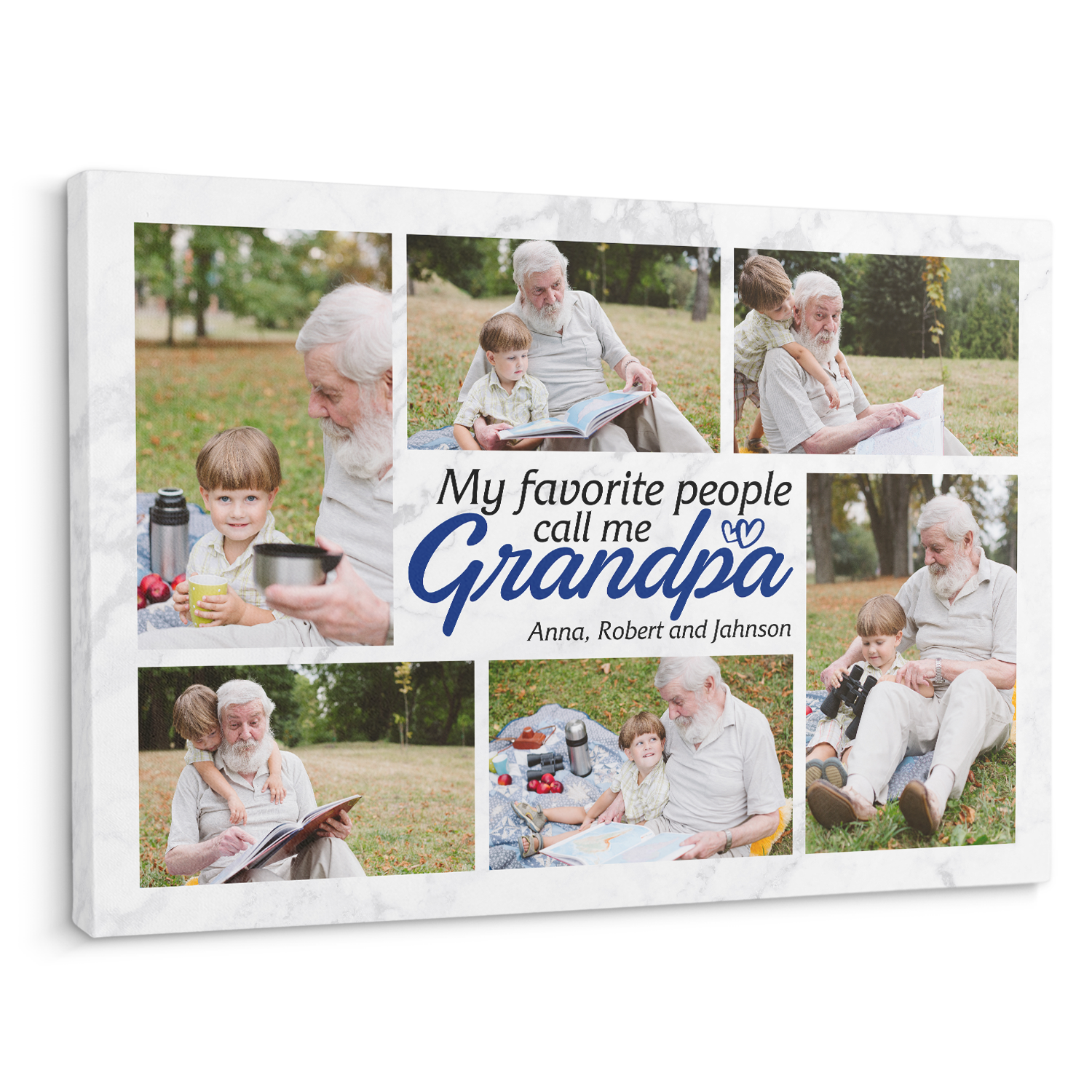 My Favorite People Call Me Grandpa, Custom Photo, Customizable Name Canvas Wall Art