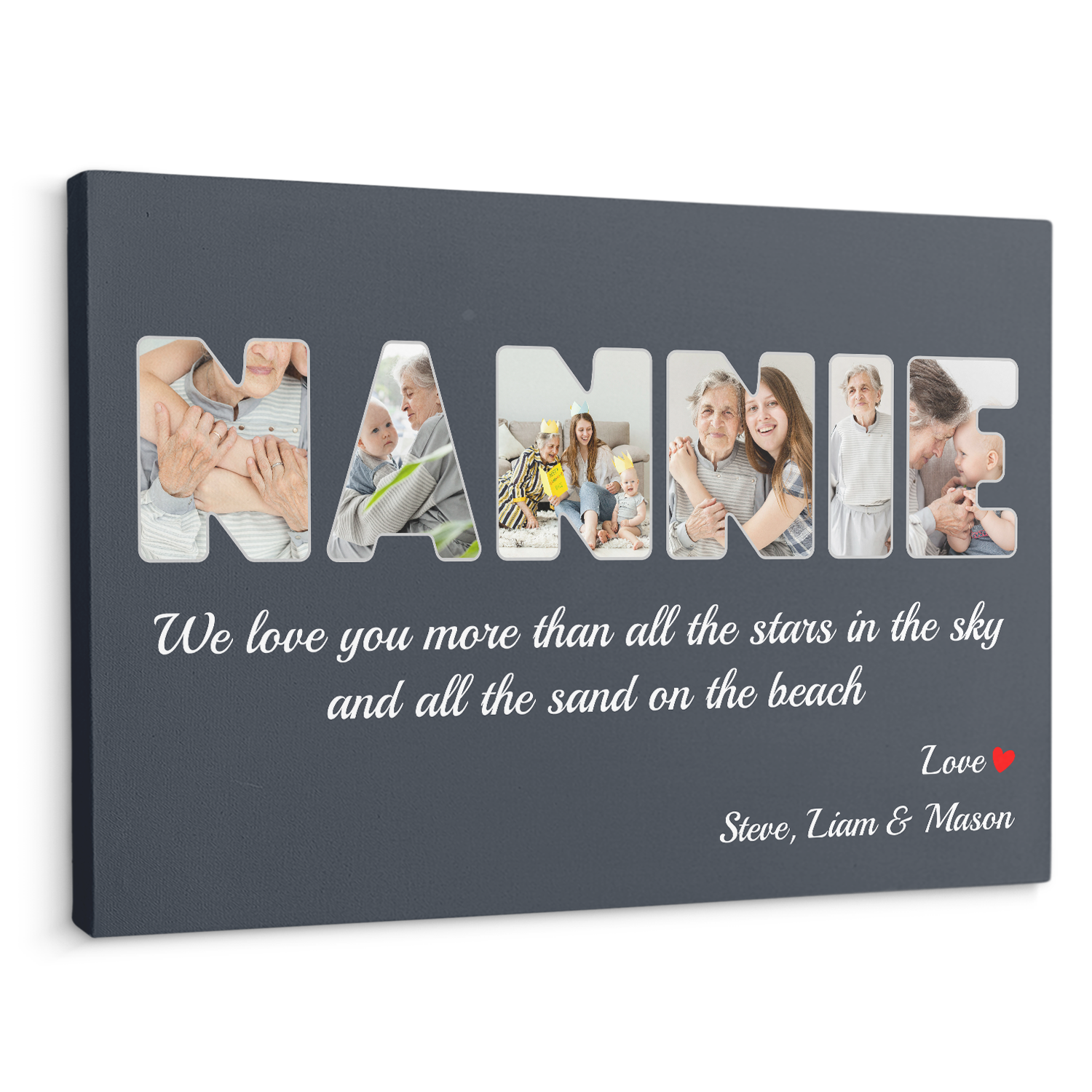 Nannie Custom Photo - Customizable Name And Text Canvas Wall Art