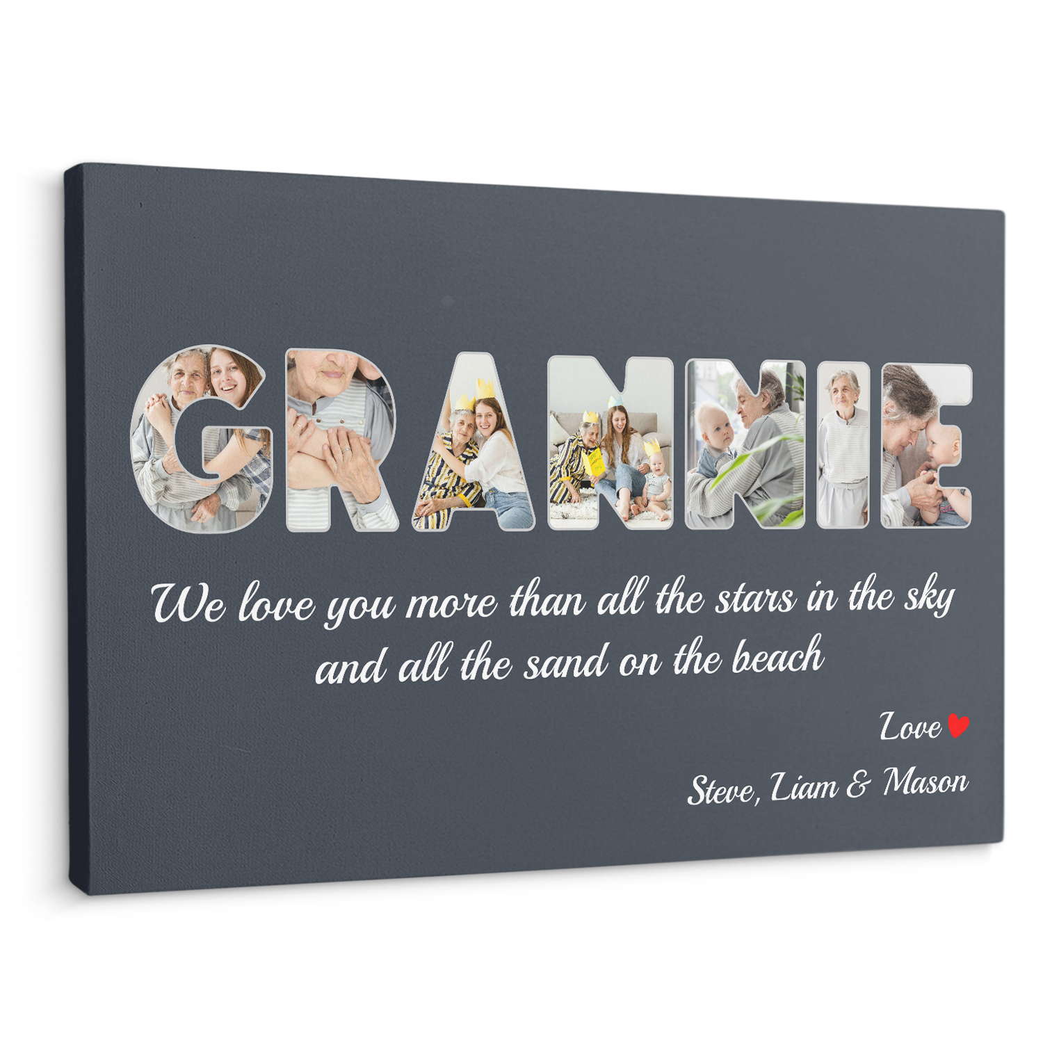 Grannie Custom Photo - Customizable Name And Text Canvas Wall Art