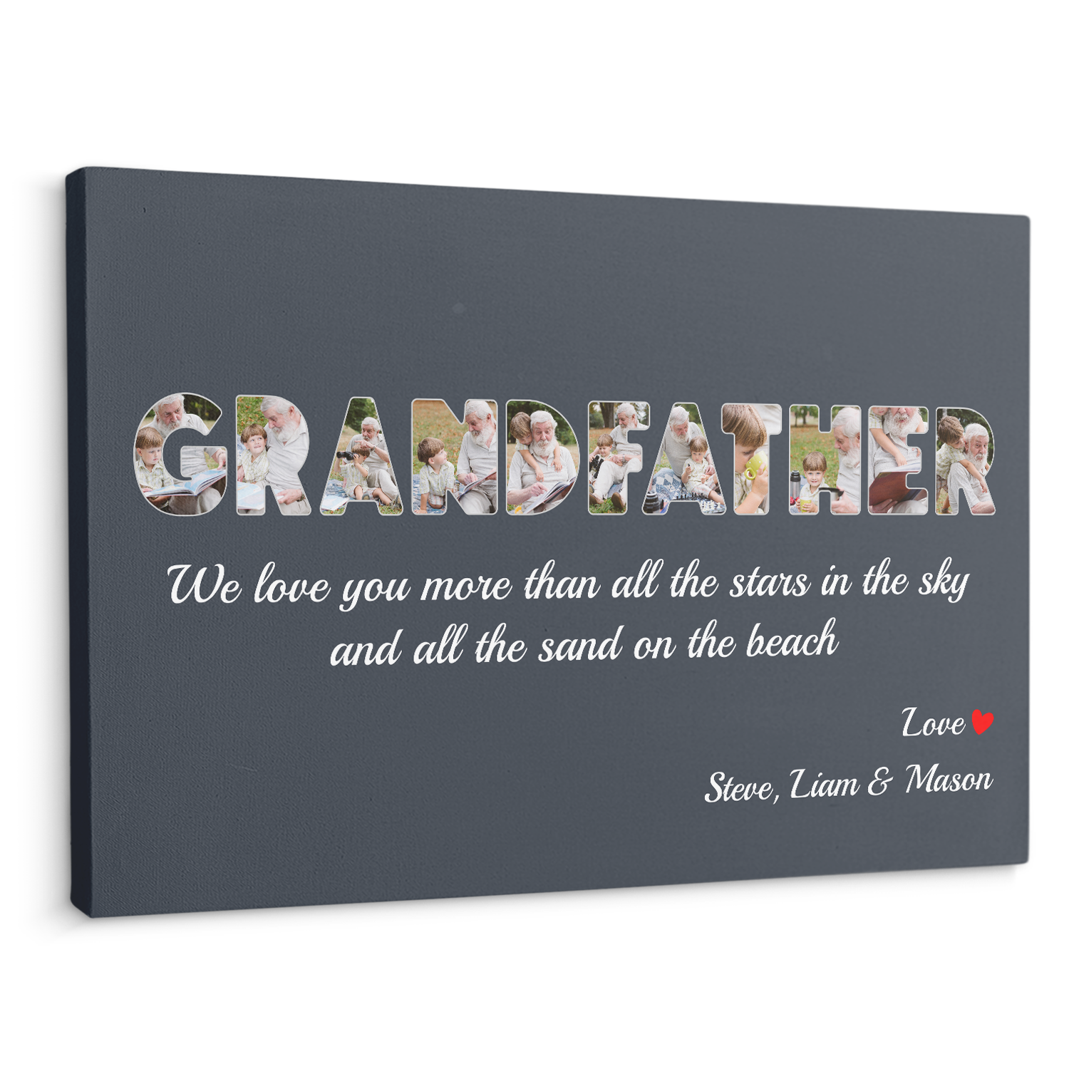 Grandfather Custom Photo - Customizable Name And Text Canvas Wall Art