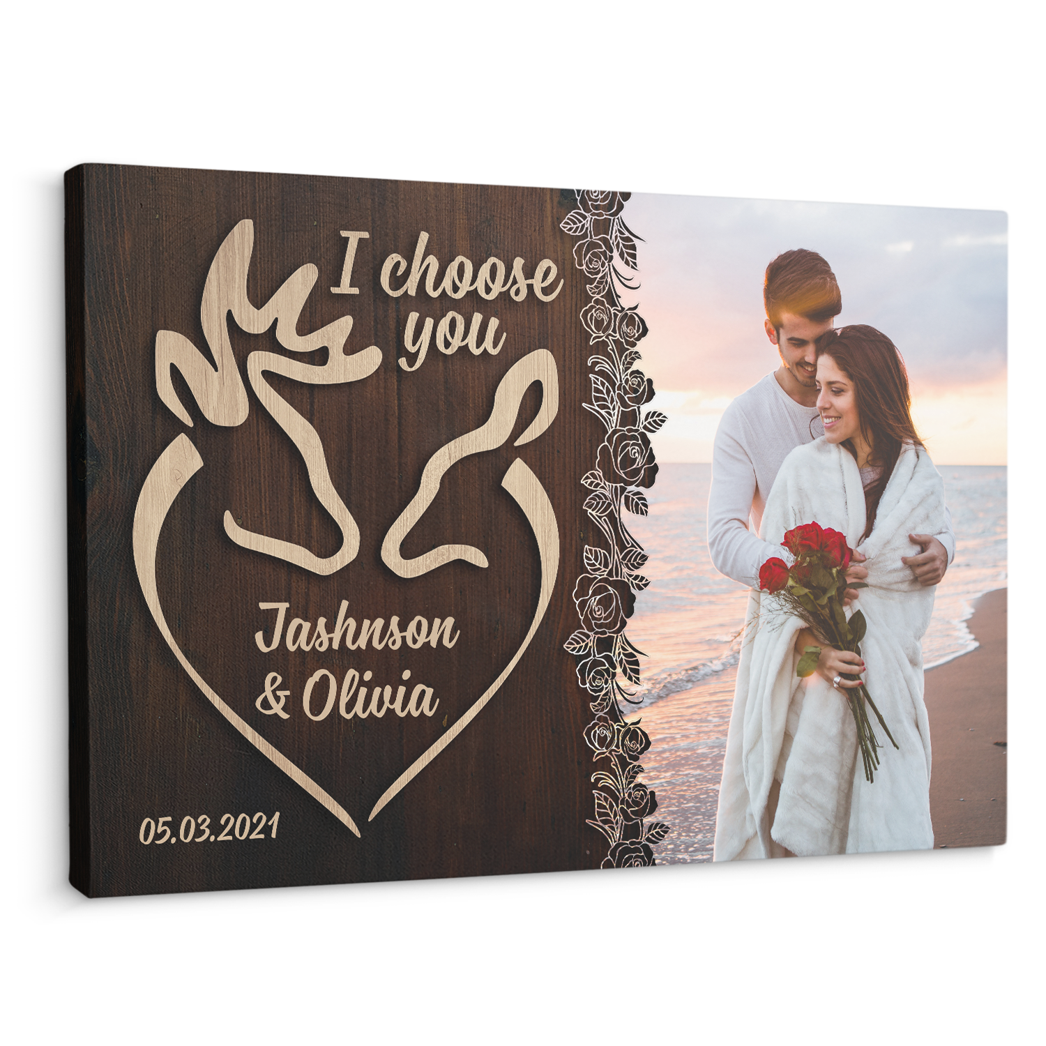 I Choose You, Custom Photo, Customizable Name And Text Canvas Wall Art