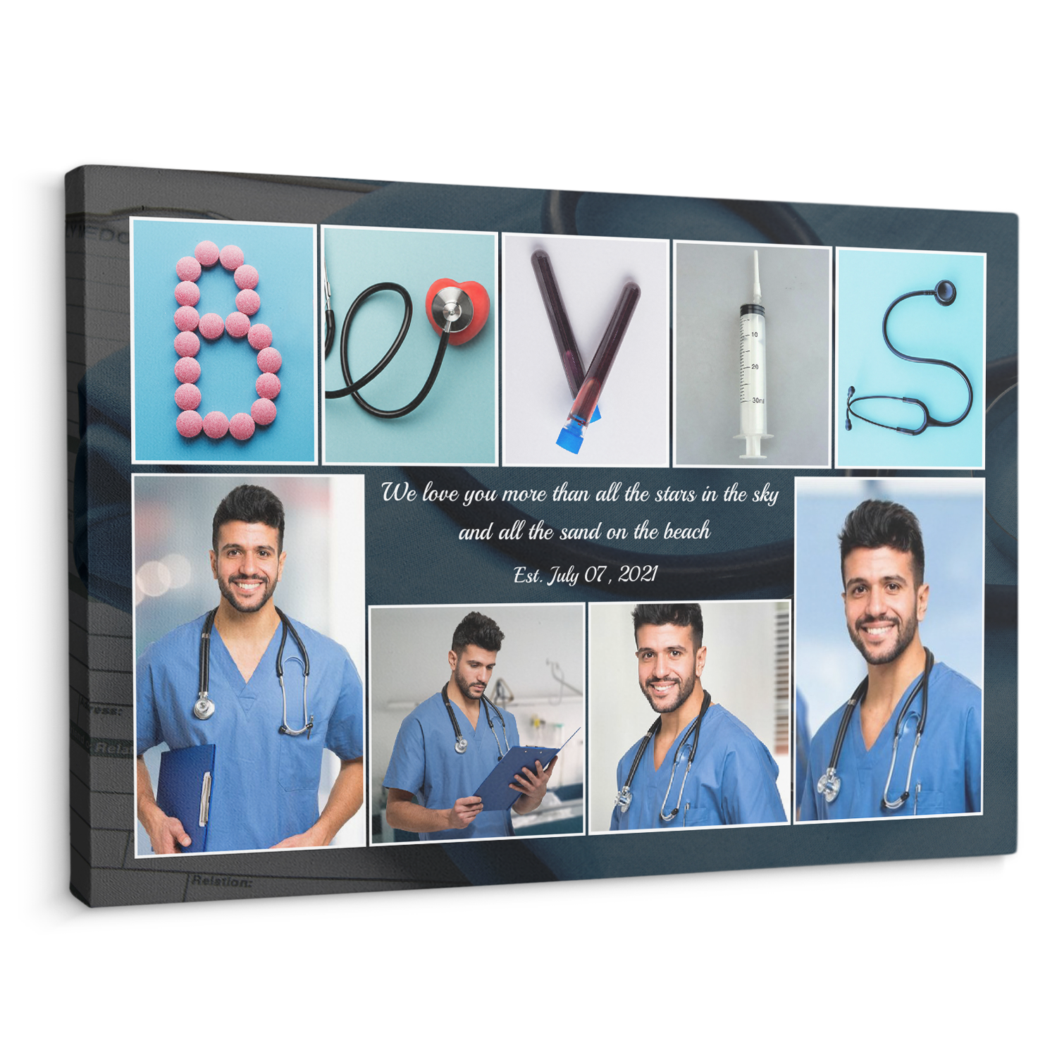 Custom Medical Name Art And Upload Photo, Canvas Wall Art