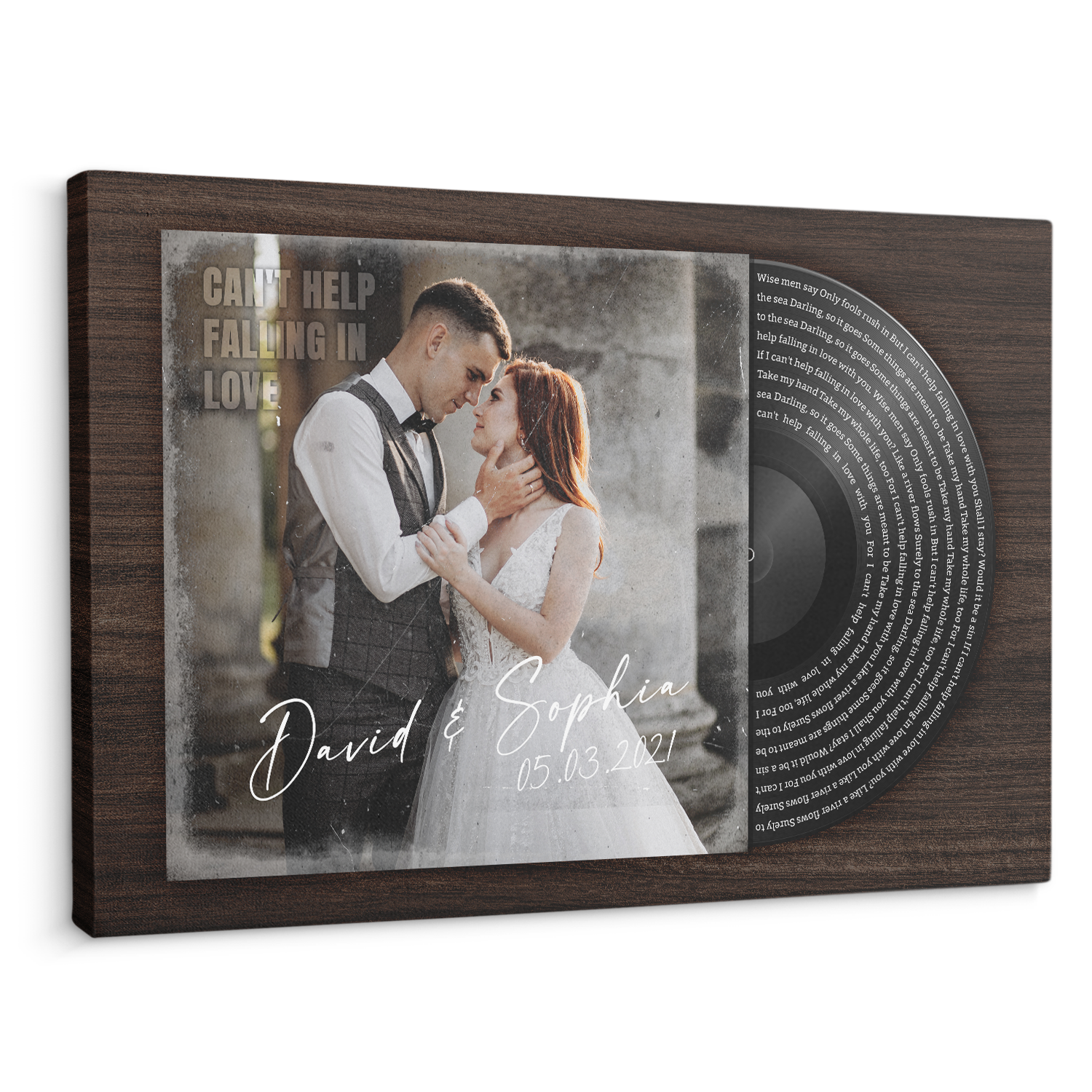 Personalized Photo Name Date, Photo And Vinyl Record