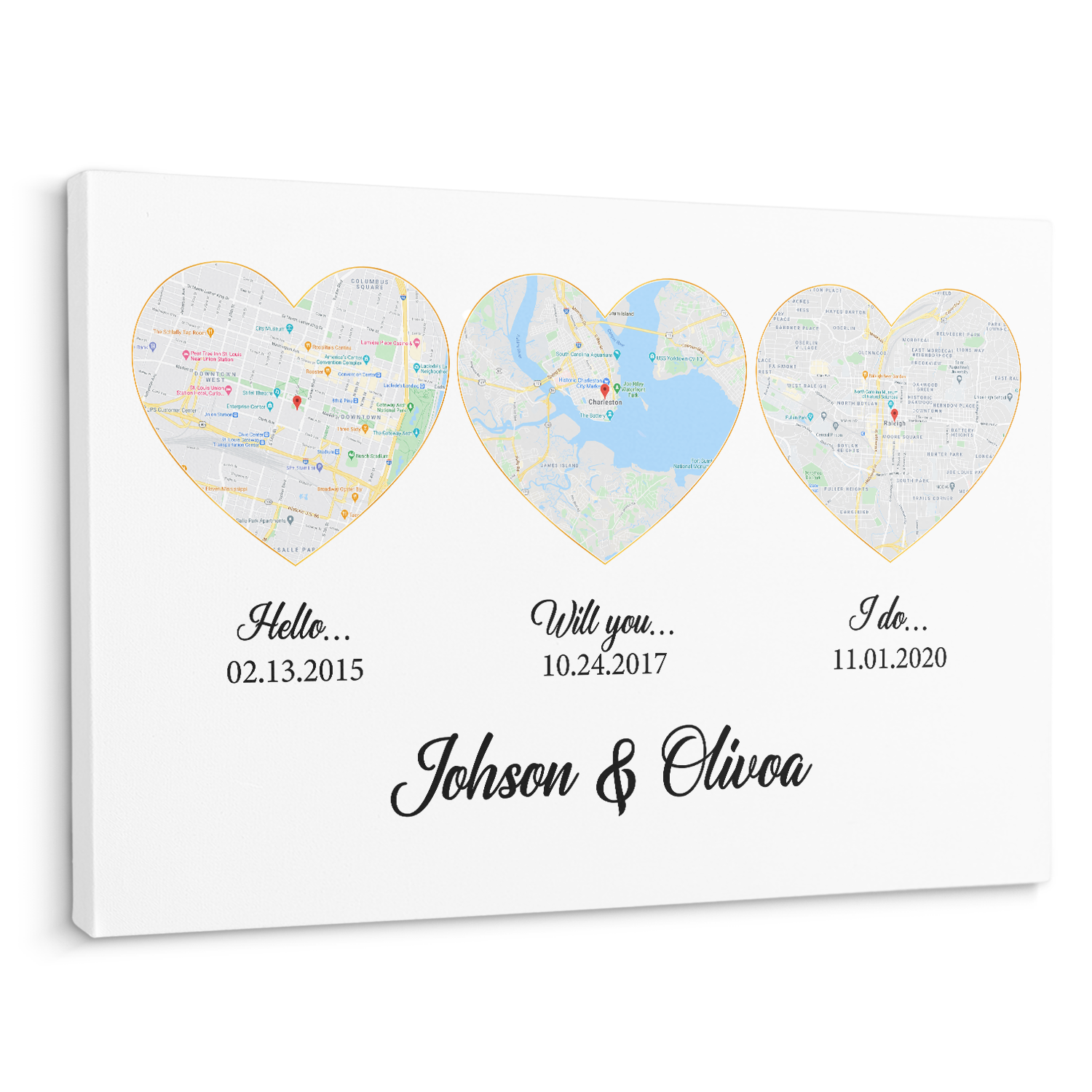 Hello Will You I Do Custom Map And Text Heart Art White Background