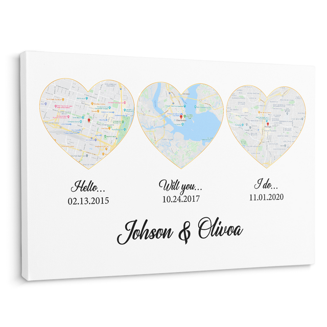 Hello Will You I Do Custom Map And Text Heart Art White Background