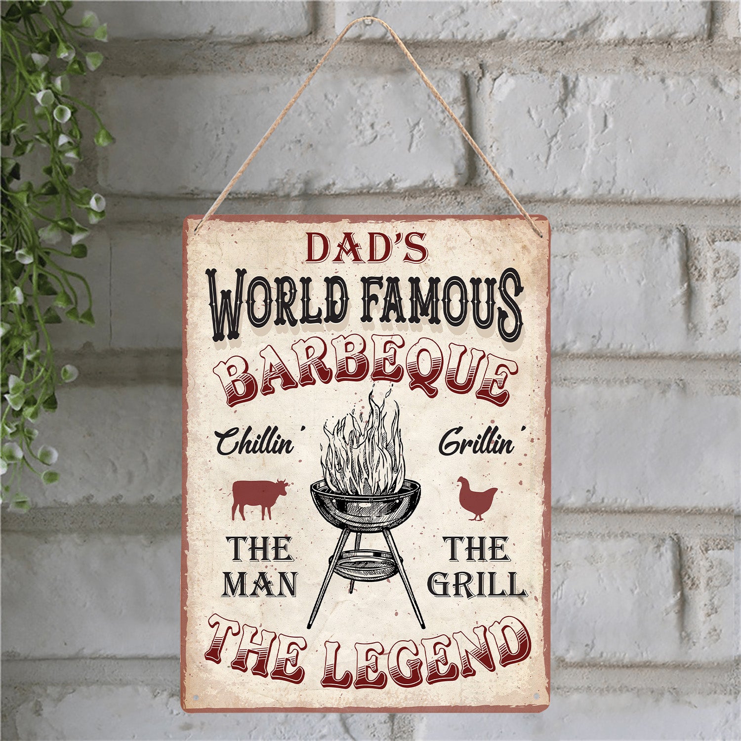 Custom BBQ Sign, World Famous Barbeque The Man The Grill The Legend