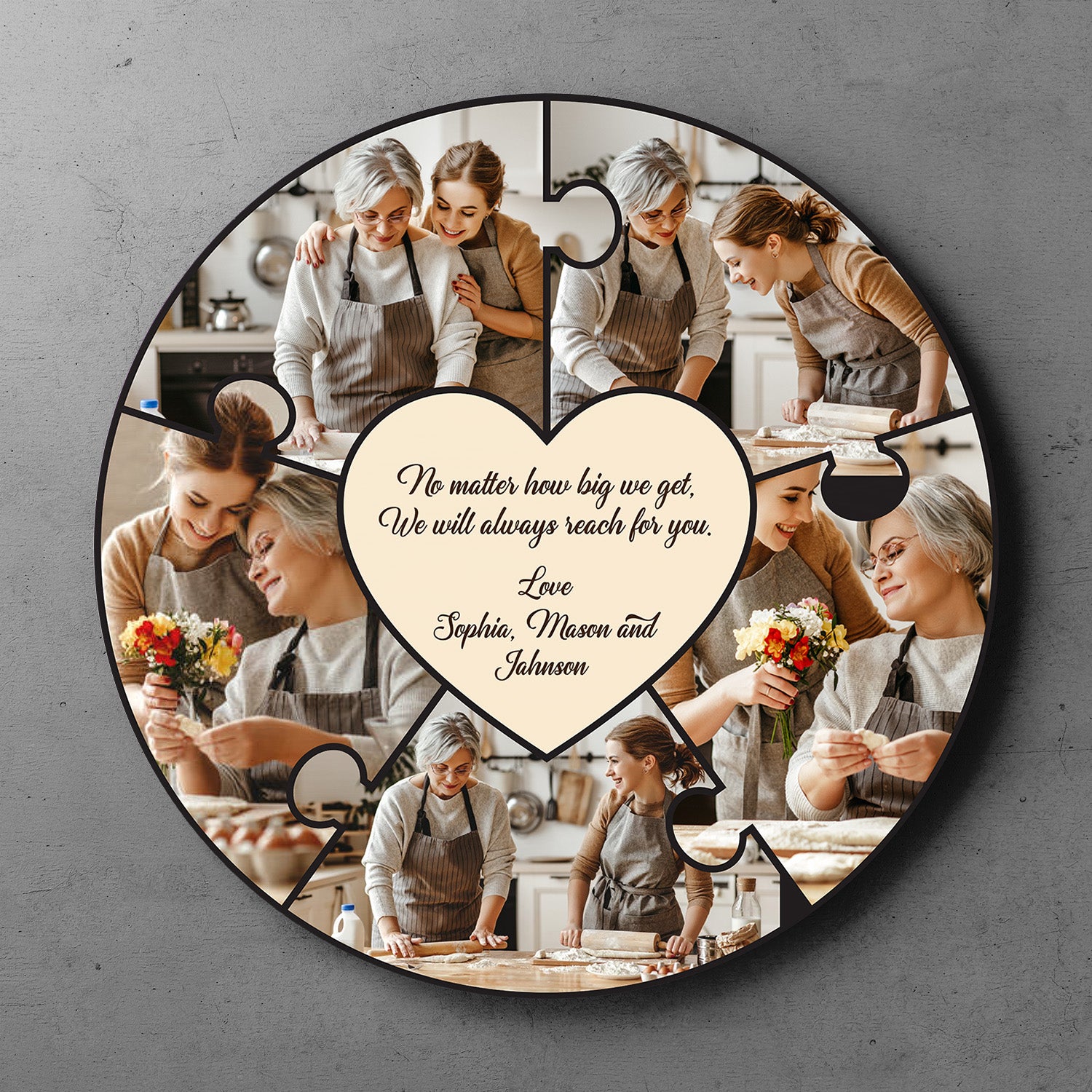 Custom Photo, Customizable Text, Round Wood Sign