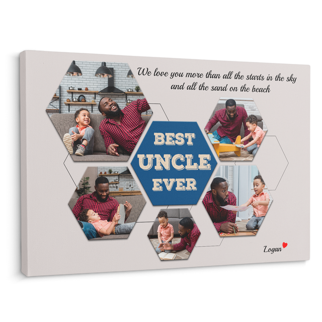 Best Uncle Ever Custom Photo - Customizable Light Grey Background Canvas