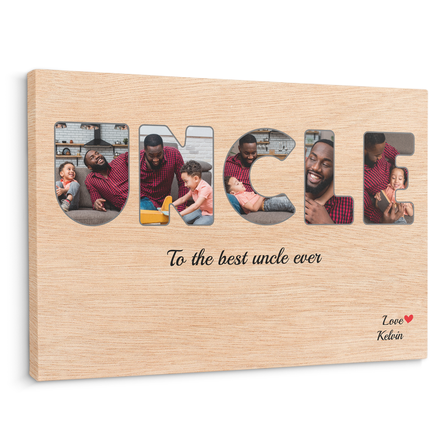 Uncle Custom Photo - Customizable Light Wood Background Canvas