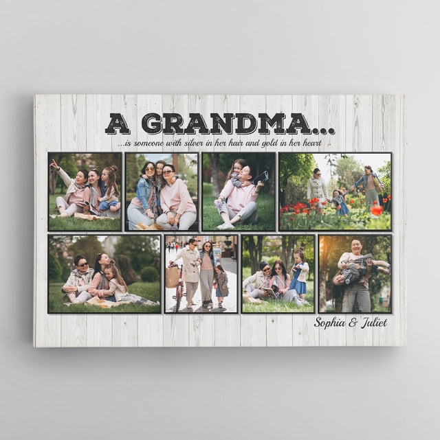 A Grandma Is Someone With Silver In Her Hair And Gold In Her Heart, Custom Photo Canvas Wall Art