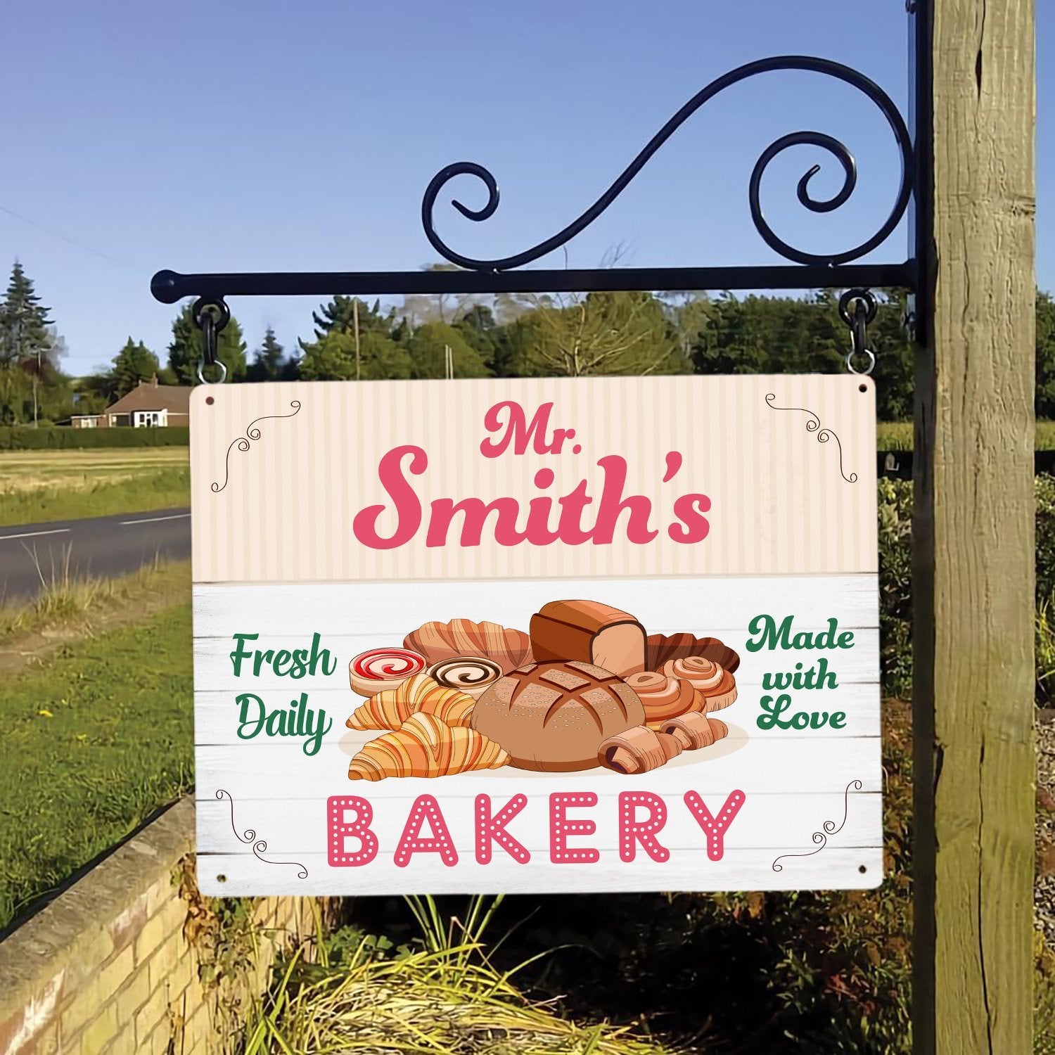 Bakery Fresh Daily, Made With Love, Custom Metal Sign