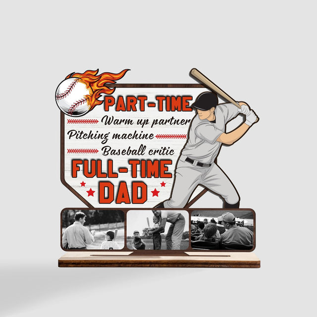 Baseball Dad, Custom Photo, Wooden Plaque 3 Layers