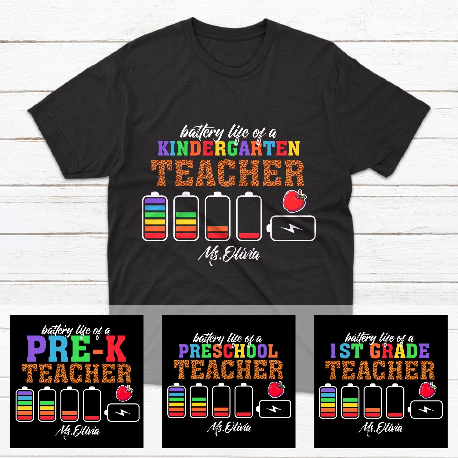 Battery Life Of A Teacher, Personalized Teacher Shirt