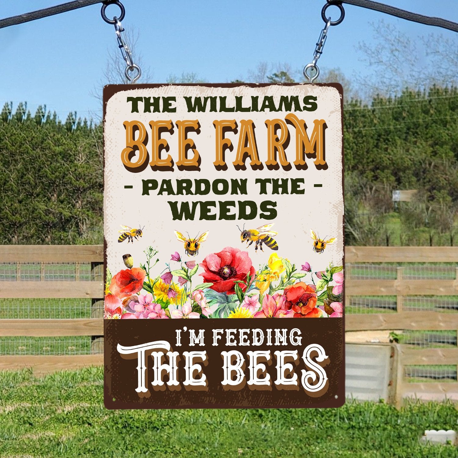 Bee Farm Pardon The Weeds, Custom Farm Sign