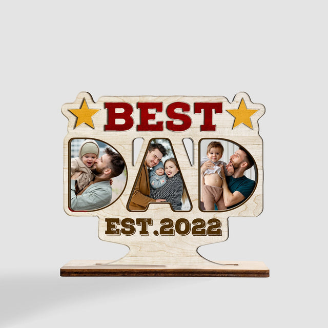 Best Dad, Custom Photo, Wooden Plaque 3 Layers