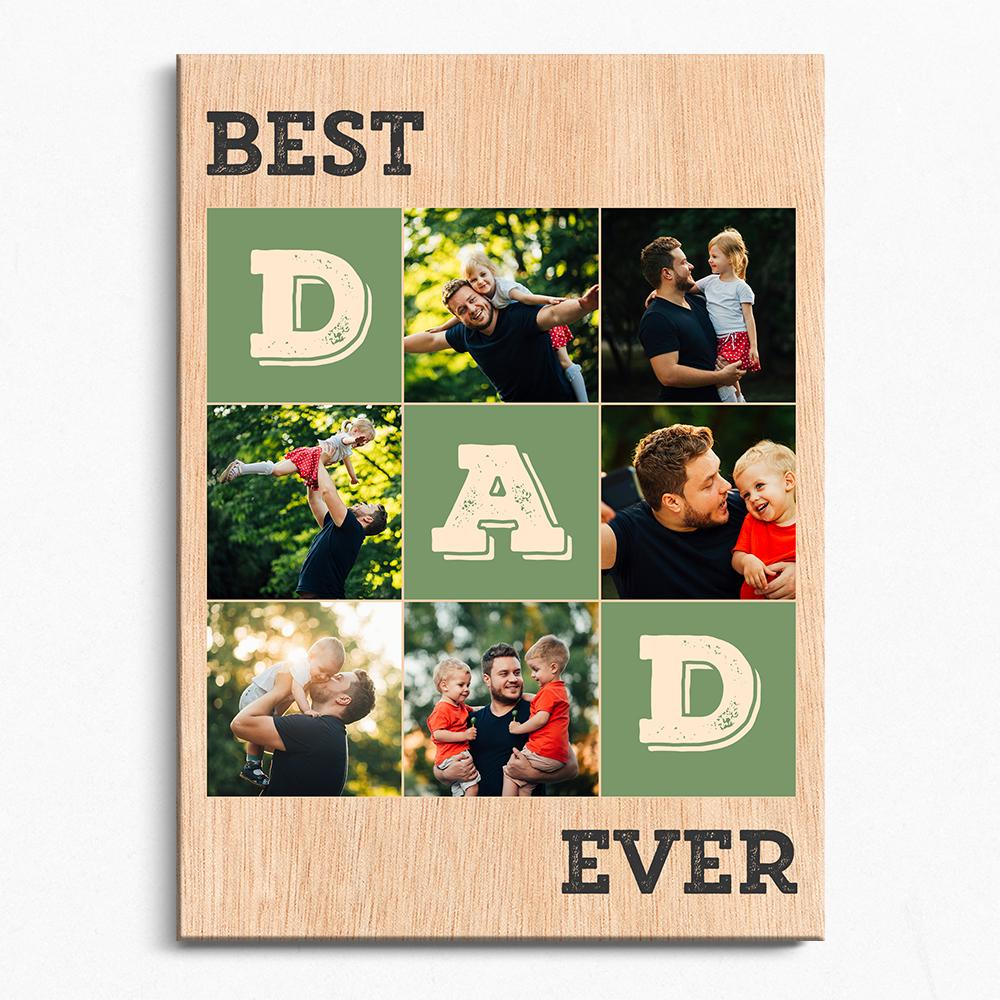Best Dad Ever Custom Collage Photo - Personalized Portrait Canvas