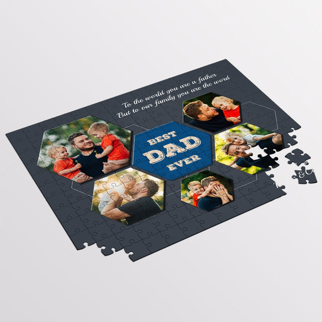 Best Dad Ever, Custom Photo Collage, Personalized Name And Text Jigsaw Puzzles