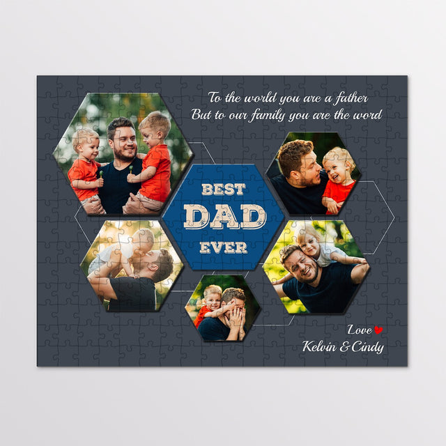 Best Dad Ever, Custom Photo Collage, Personalized Name And Text Jigsaw Puzzles