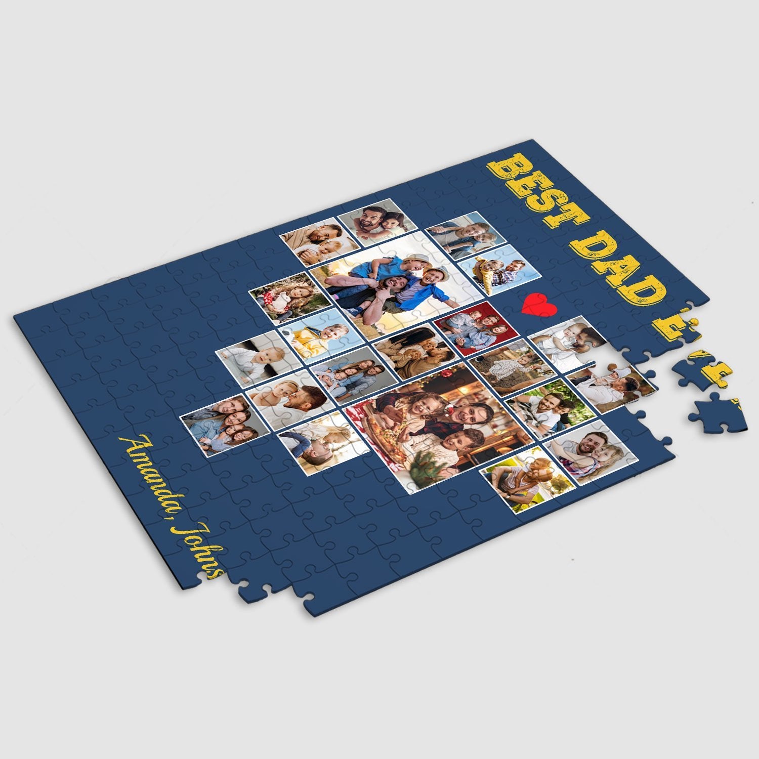 Best Dad Ever, Custom Photo, Heart Shape, Personalized Name Jigsaw Puzzles