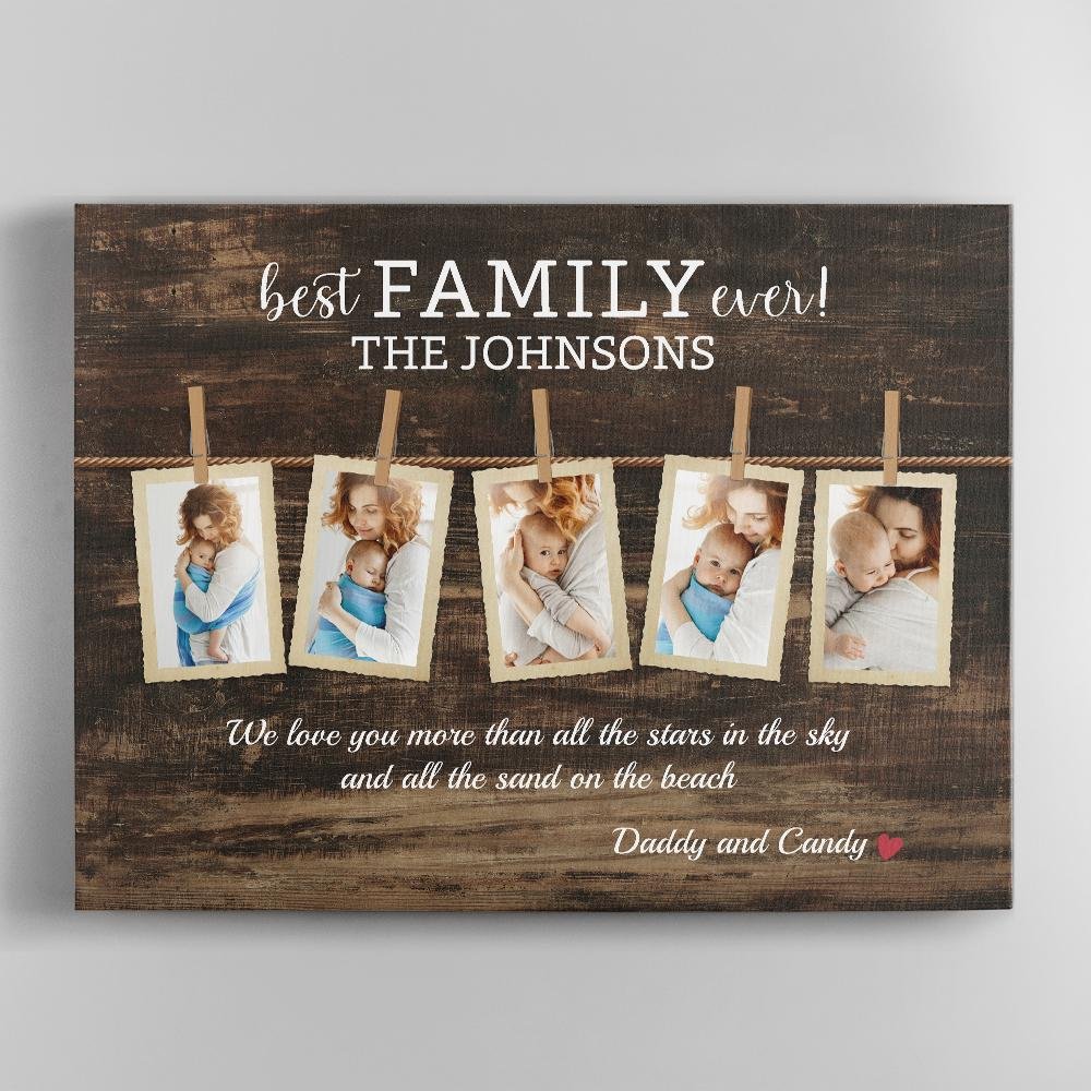 Best Family Ever, Custom Photo, Personalized Family Name And Text Canvas Wall Art