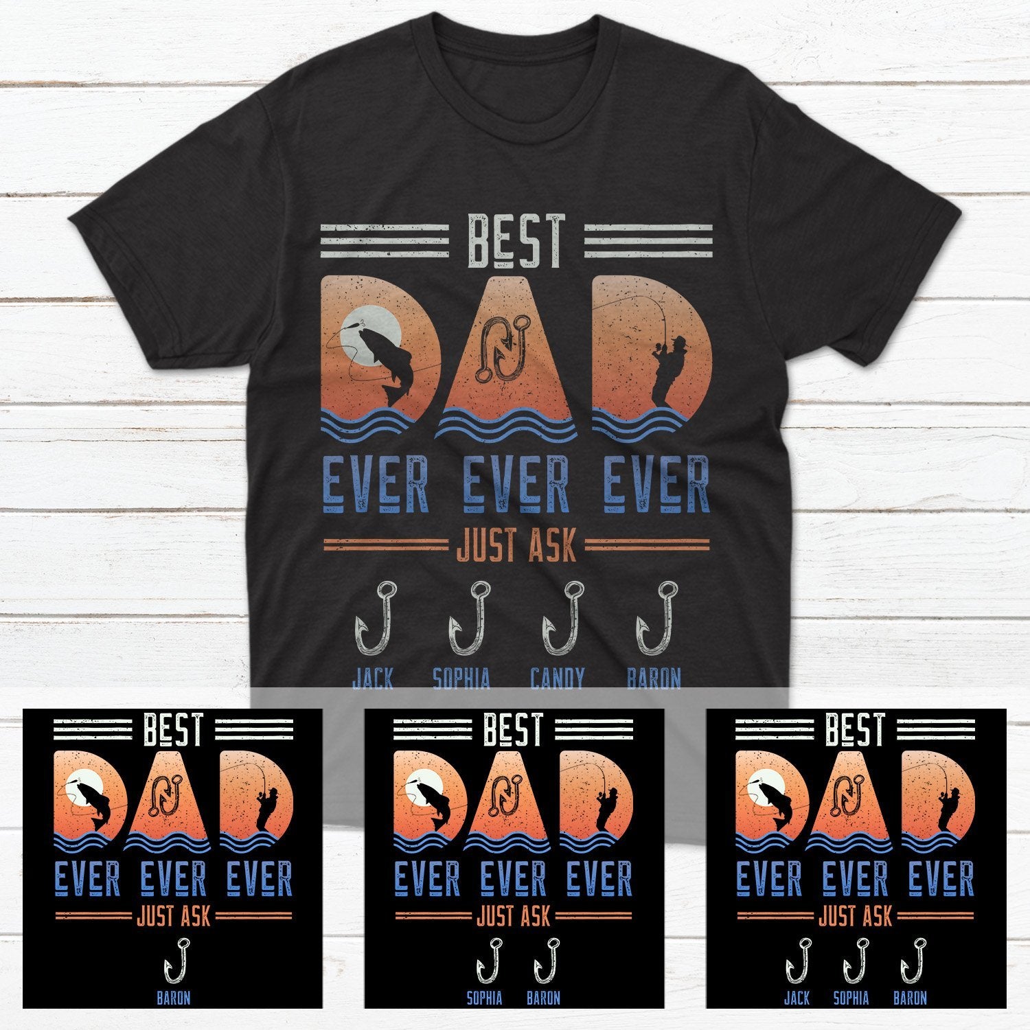 Best Fishing Dad Ever Ever Ever Personalized Shirt