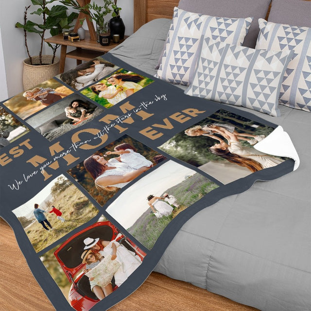 Best Mom Ever Custom Photo Collage, 10 Pictures, Personalized Text Blanket