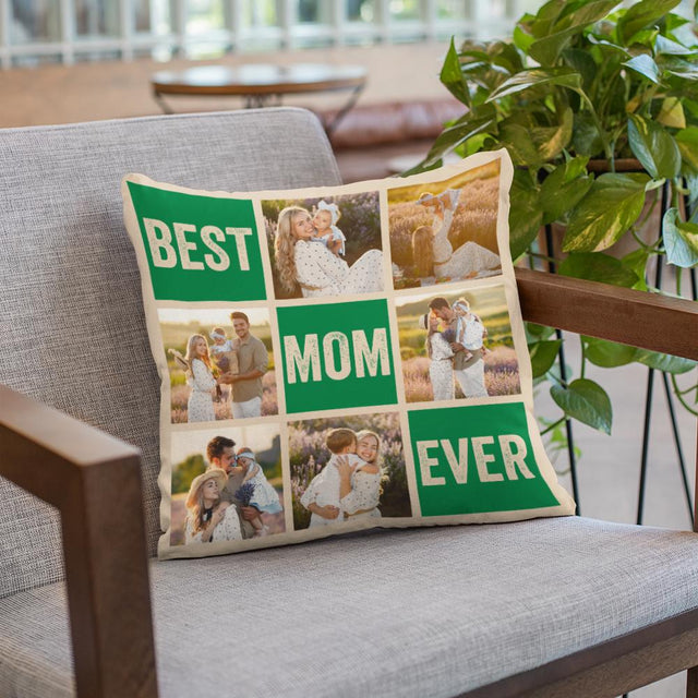 Best Mom Ever, Custom Photo Collage Pillow