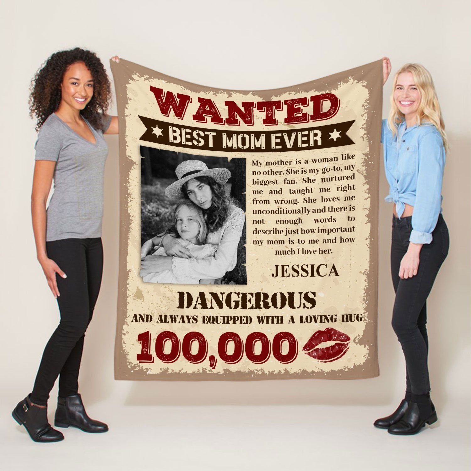Best Mom Ever, Dangerous And Always Equipped With A Loving Hug, Custom Photo Blanket