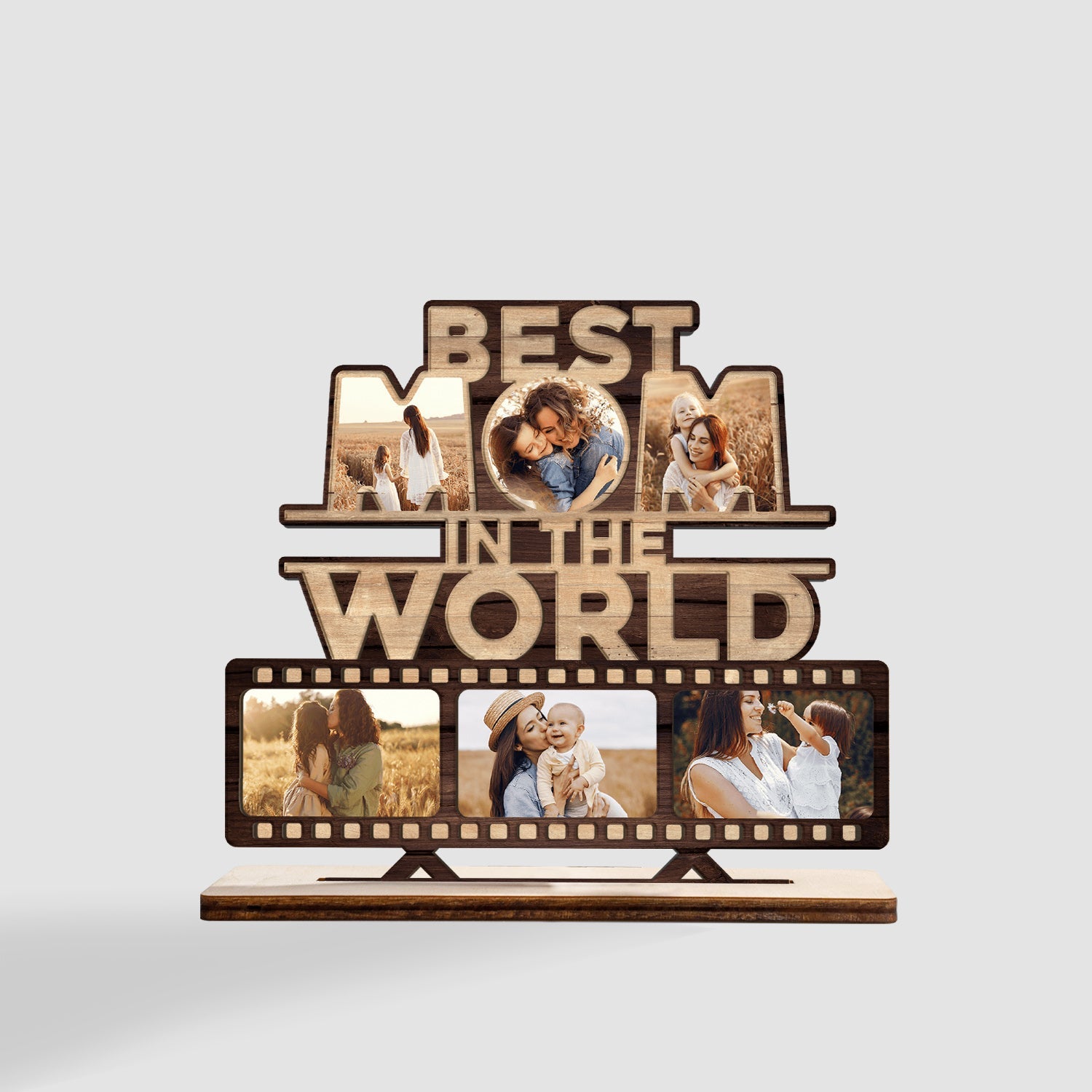 Best Mom In The World, Custom Photo, Wooden Plaque 3 Layers