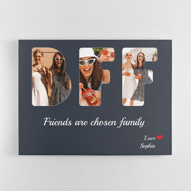 BFF Custom Photo - Personalized Vintage Navy Background Canvas