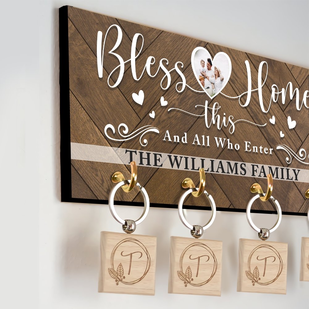 Bless This Home And All Who Enter, Custom Key Hook, Personalized Name