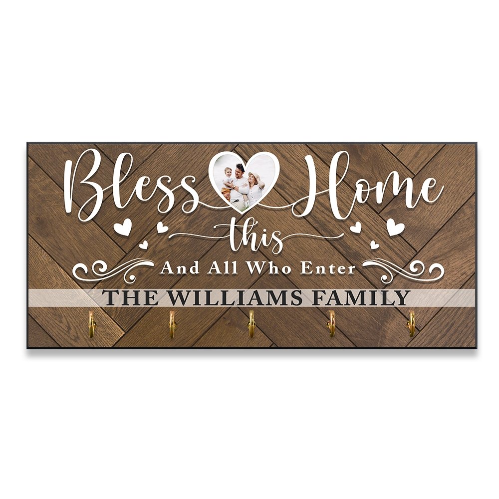 Bless This Home And All Who Enter, Custom Key Hook, Personalized Name