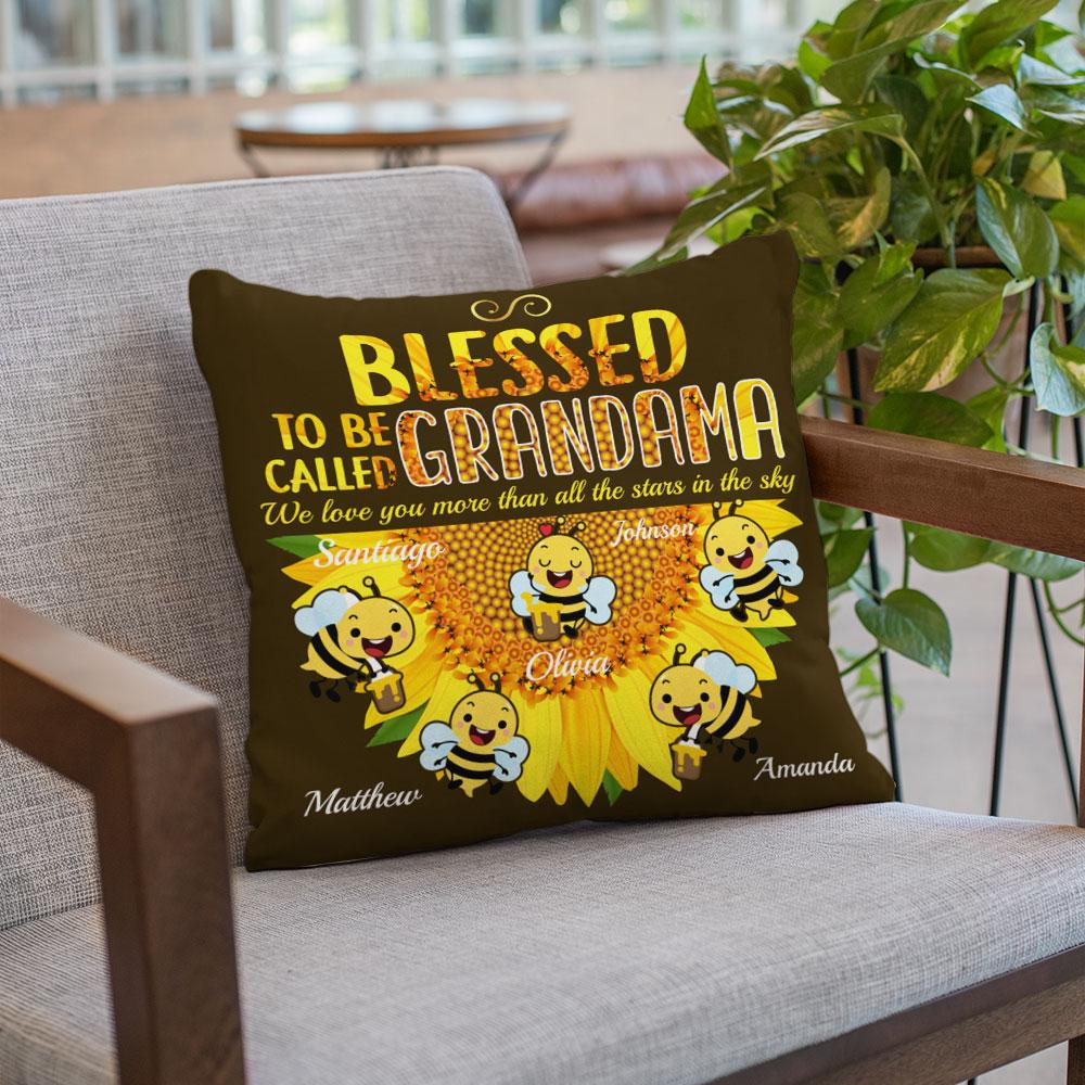 Blessed To Be Called Grandma, Custom Name And Text Pillow