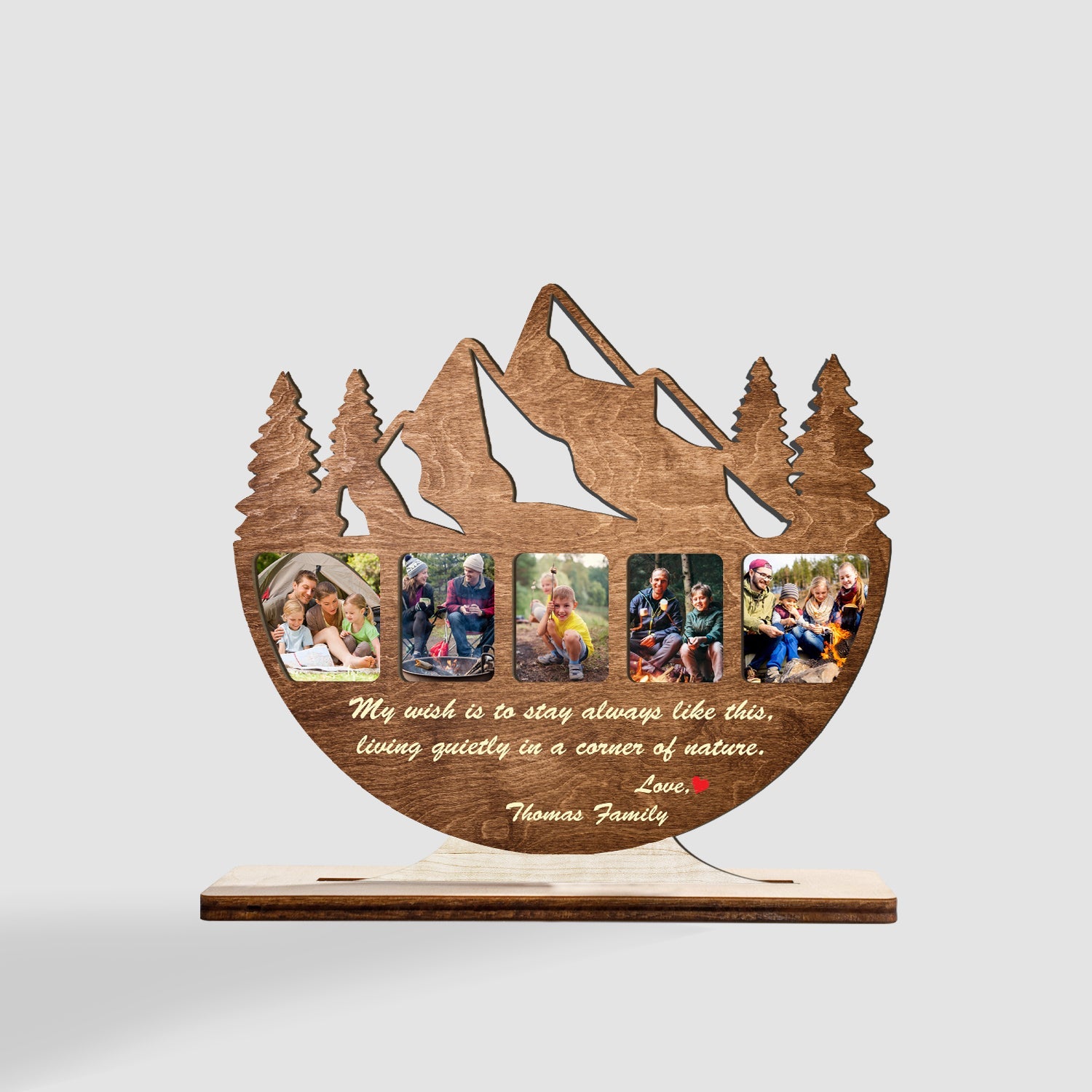 Camping, Custom Photo And Text, Wooden Plaque 3 Layers