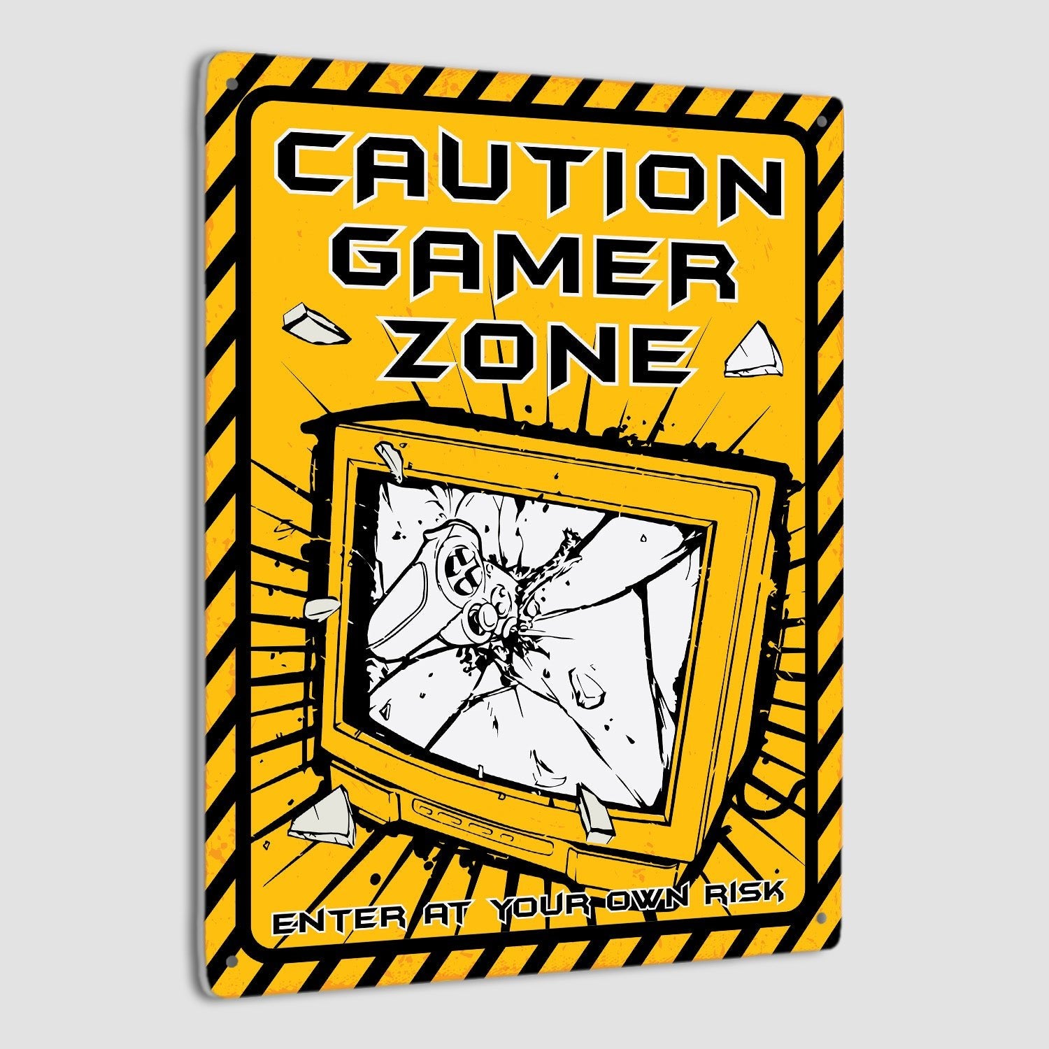 Caution Game Zone Enter At Your Own Risk, Metal Signs