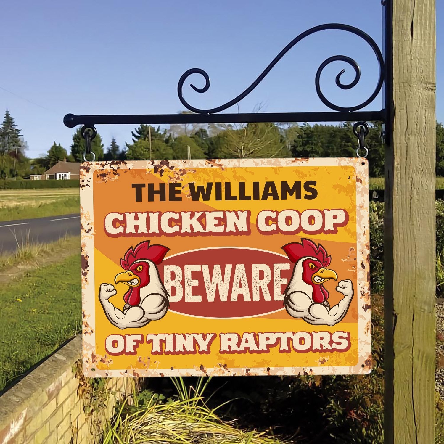 Chicken Coop Beware Of Tiny Raptors, Customizabled Farm Sign