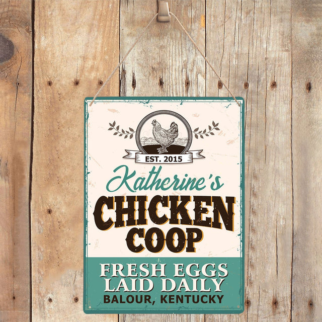 Chicken Coop Fresh Eggs Laid Daily, Customized Farm Sign