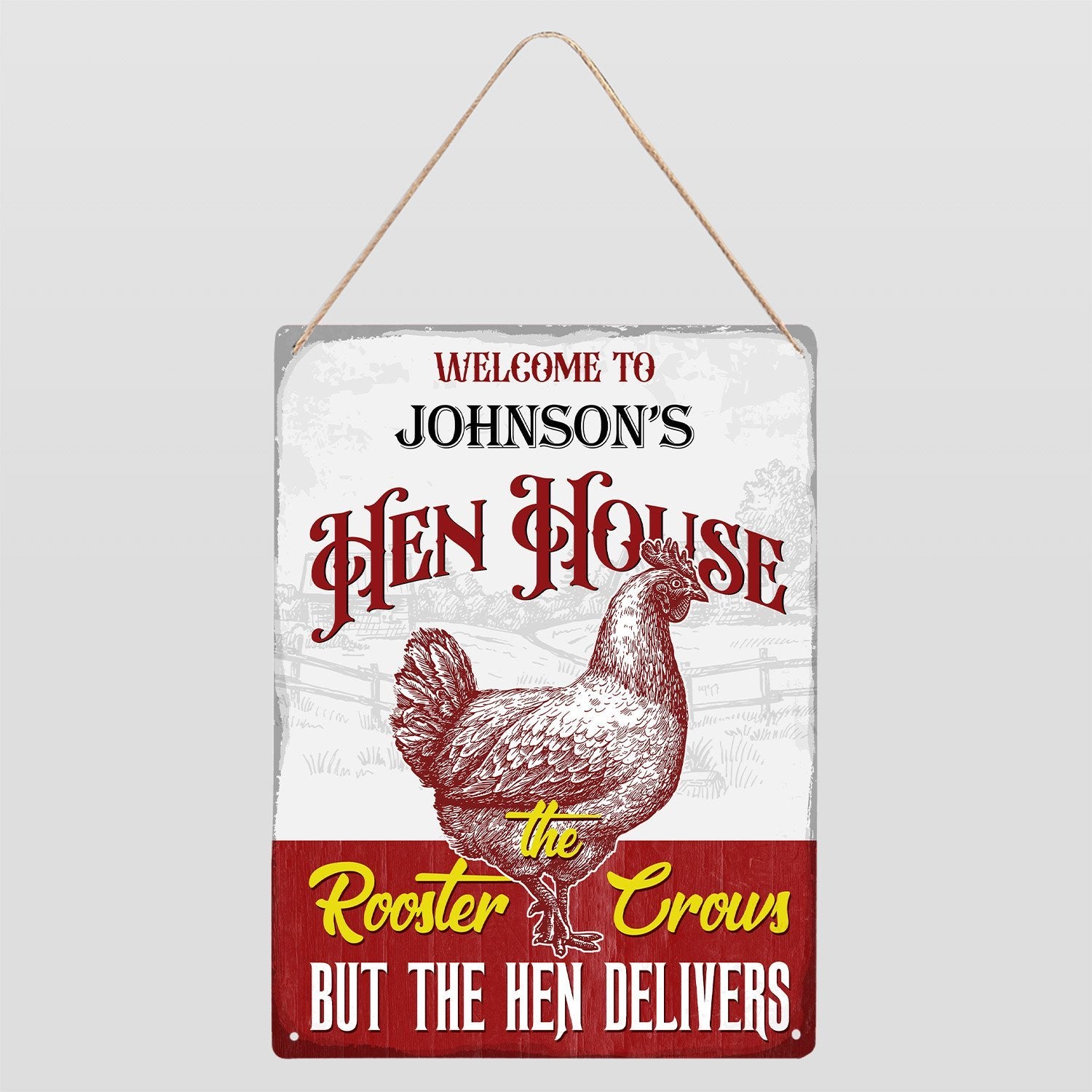 Chicken Coop Sign, Custom Farm Sign, Welcome To Hen House Rooster The Crows