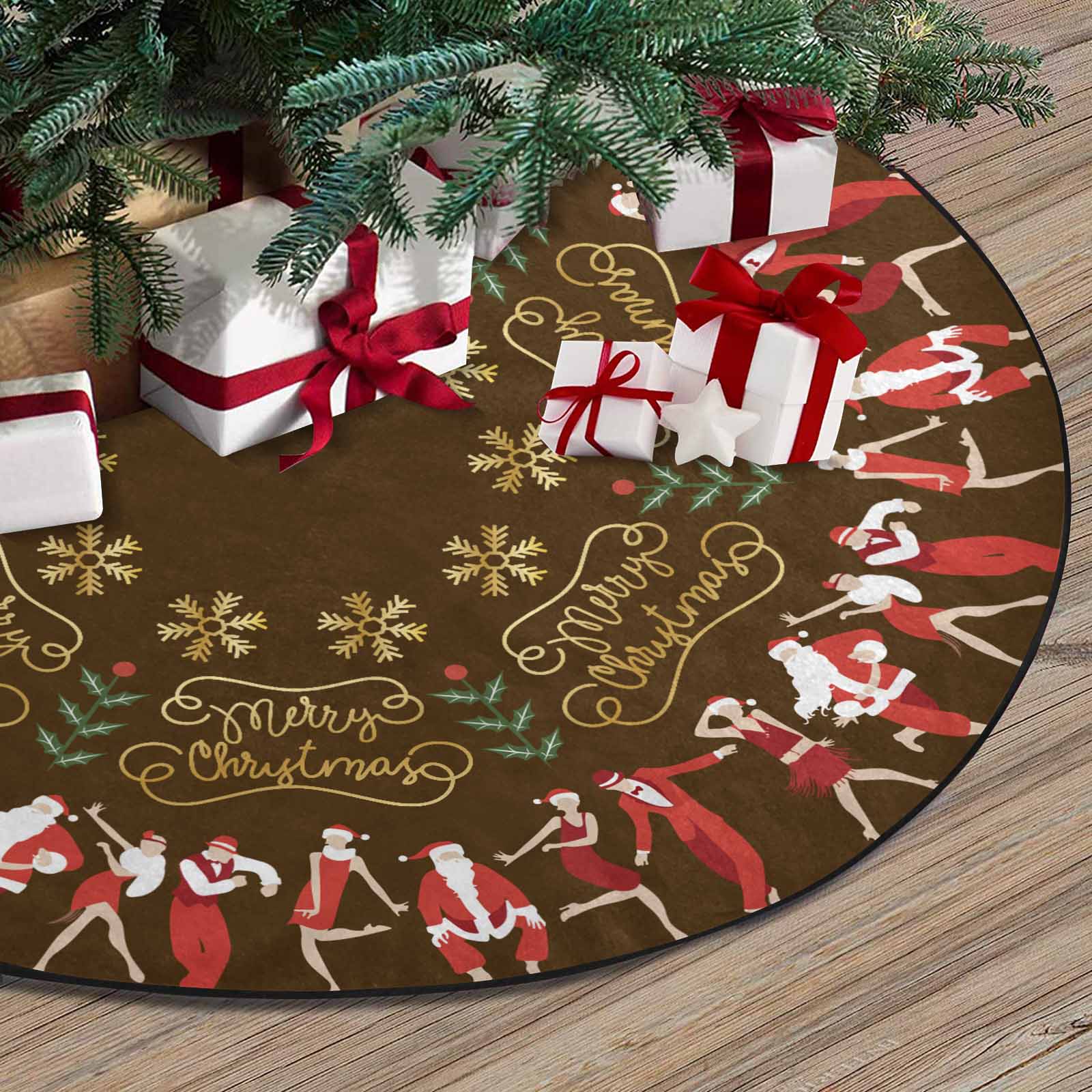 Christmas Tree Skirt, Decoration For Christmas Tree, Santa Claus Dance