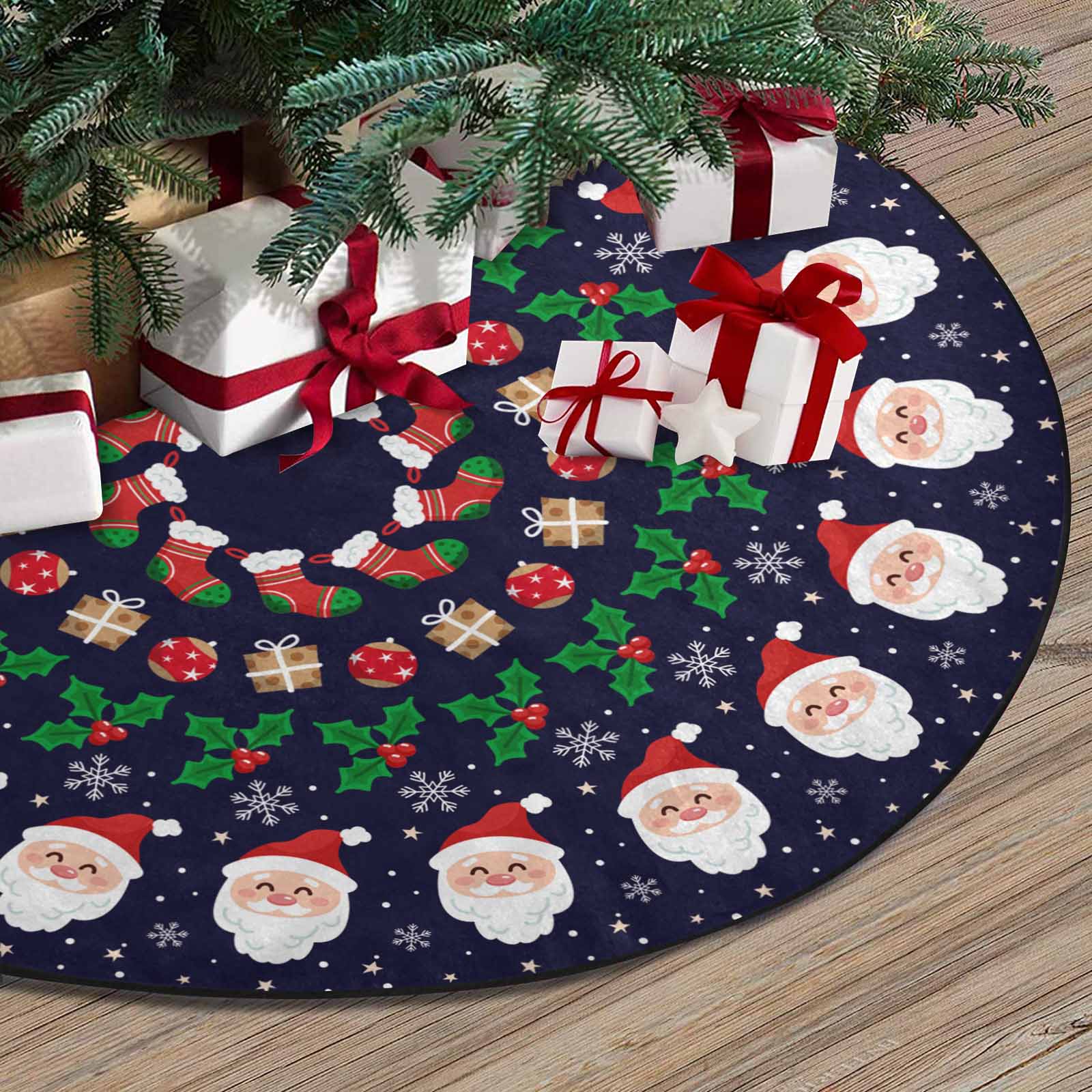 Christmas Tree Skirt, Decoration For Christmas Tree, Santa Claus Face