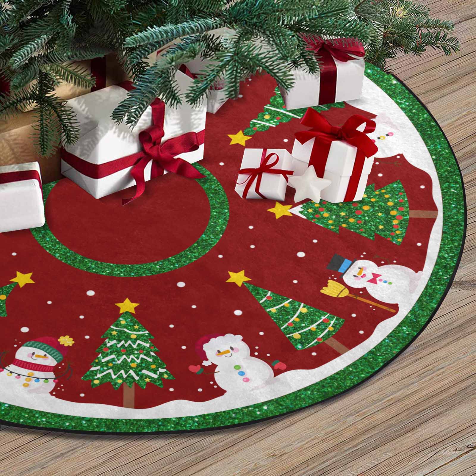 Christmas Tree Skirt, Decoration For Christmas Tree, Snowman And Christmas Tree