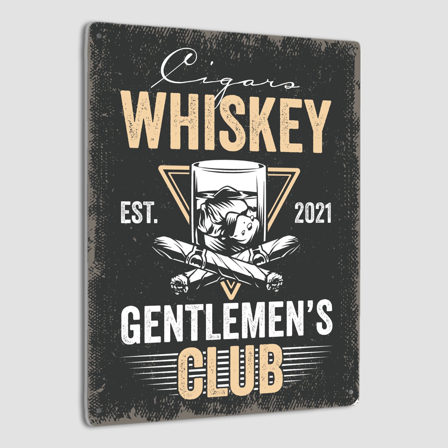 Cigars Whiskey Gentlemen's Club, Custom Metal Signs