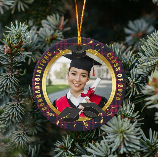 Class Of 2020 Custom Photo Decorative Christmas Circle Ornament 2 Sided