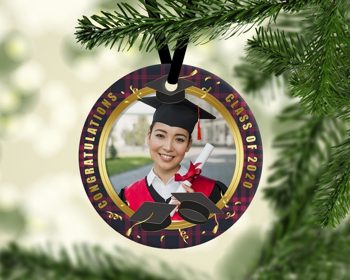 Class Of 2020 Custom Photo Decorative Christmas Circle Ornament 2 Sided